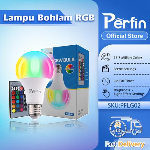 Foto Produk Perfin PFLG02 Lampu Bohlam LED RGB Berubah Warna dengan Remote Control dari Perfin