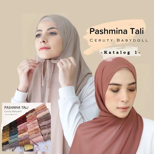Foto Produk Pashmina Tali Ceruty Baby Doll By. Mayzaa - Black dari Mayzaa