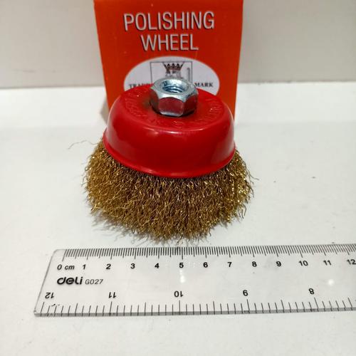 Jual sikat mangkok kawat king gerinda 3 inch kuning / cup brush gerinda