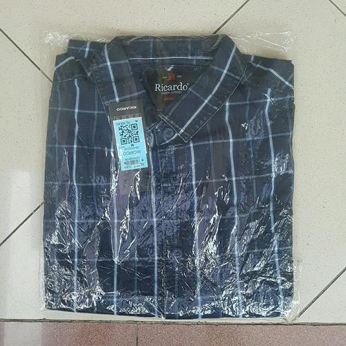 Gambar Kemeja lengan pendek merk Ricardo size M, Warna Biru Tua motif garis dari UAV Jakarta Selatan Tokopedia