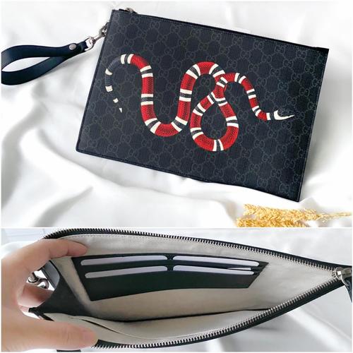 Jual Gucci supreme clutch / pouch /pochette signature snake kingsnake black  - Kota Surabaya - gleecious bags (PM) | Tokopedia