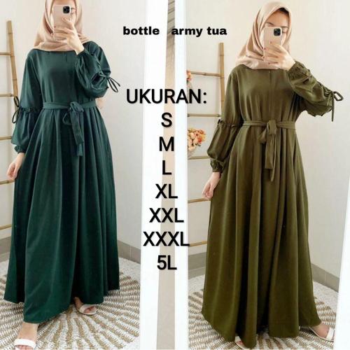 Foto Produk BAJU GAMIS WANITA MUSLIM SYARI TERBARU 2021 JUMBO POLOS MURAH - Hijau, S dari JungkookToko
