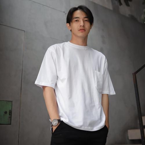 Gambar Kaos Oversize Polos Saku Pocket Basic Cotton 24s Oversized Tshirt - Putih, M dari 5hit_id Kota Tangerang Selatan Tokopedia