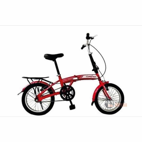 Foto Produk Sepeda Lipat Evergreen 16 Impor Termurah Original SNI 1 speed 1s murah - Red dari GUDANG SEPEDA OFFICIAL