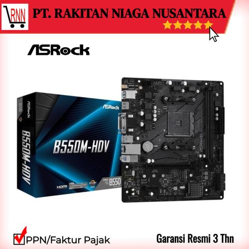 Gambar ASRock B550M-HDV (AM4, AMD Promontory B550, DDR4, USB3.2, SATA3) dari Rakitan Official Jakarta Pusat Tokopedia
