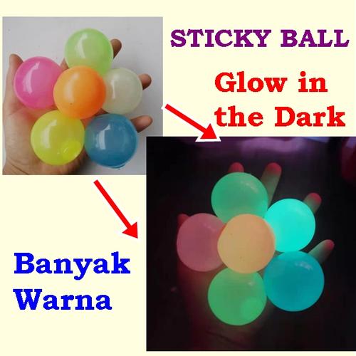 Gambar Sticky Ceiling Ball Glow in The Dark Mainan Bola Globbles Bola Lengket dari Jb station Jakarta Utara Tokopedia