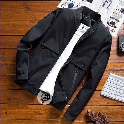 Gambar Jaket Bomber Cowok Waterproof Taslan Pria - Hitam, M dari 3121store Kota Bandung Tokopedia