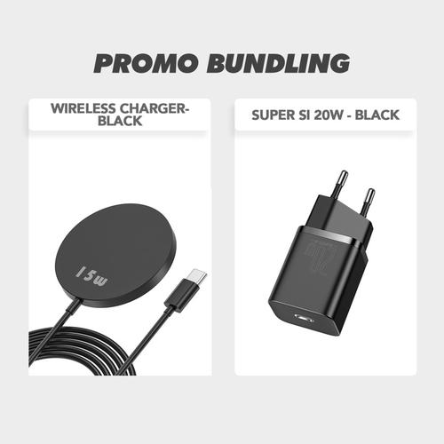 Gambar BASEUS BUNDLING:KEPALA CHARGER TYPE C PD &KIIP M3 WIRELESS CHARGER PAD - Bundling hitam dari Baseus Official Store Kota Tangerang Tokopedia