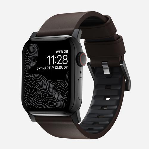 Gambar Strap Apple Watch 44mm / 42mm Nomad Leather Waterproof Modern Band - FKM Pro, Brown Leather dari Nomad Official Jakarta Barat Tokopedia