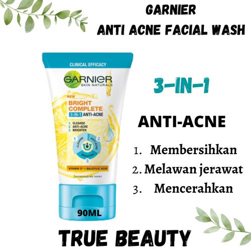 Jual Garnier Bright Complete 3in1 Anti Acne Facial Wash 90 ml