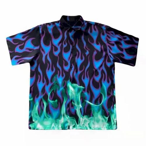flames shirt blue fire kemeja api biru 