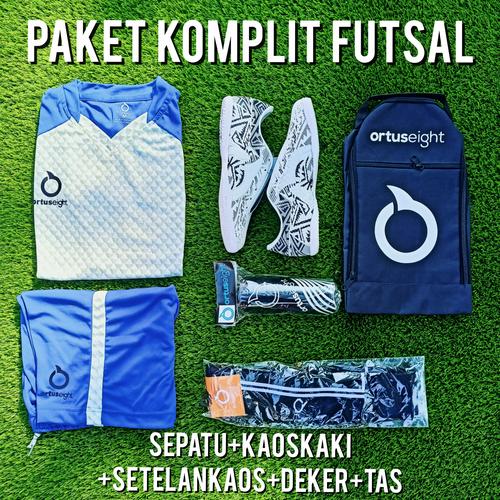 Foto Produk BISA COD Paket komplit sepatu futsal Ortus catalist biru putih - komplit 40, size baju XL dari fajarimamsya