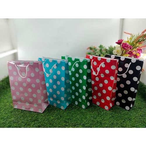Gambar Tas Kertas Laminasi Polkadot Warna Belanja Kado Souvenir 17 x 7 x 25 - Biru dari Rahmah Tas Kertas dan Kemasan Kab. Sleman Tokopedia