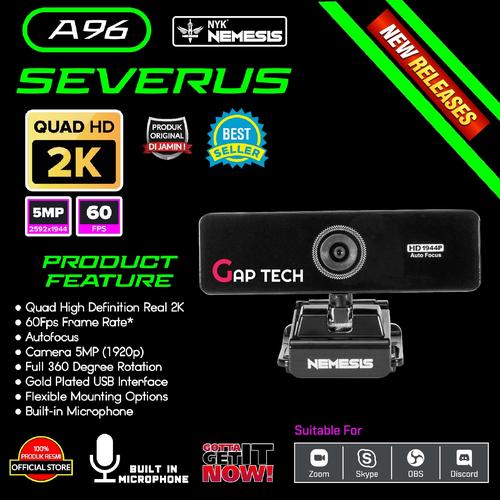 Gambar NYK NEMESIS A96 / A 96 SEVERUS Quad HD Webcam With 60FPS 2K 5MP - A96 SEVERUS dari GAP TECH OFFICIAL Jakarta Pusat Tokopedia