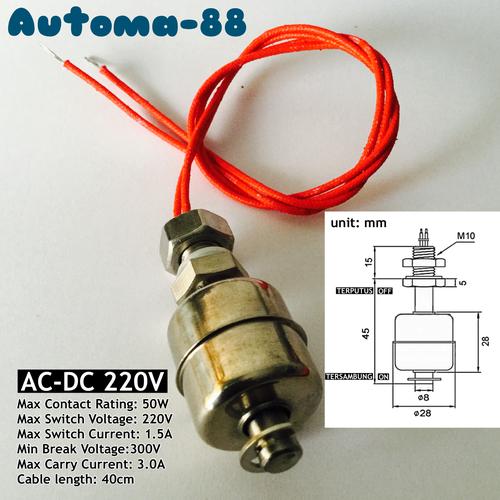 Jual Water level sensor air floating switch horizontal 45mm 60mm DC 12V ...