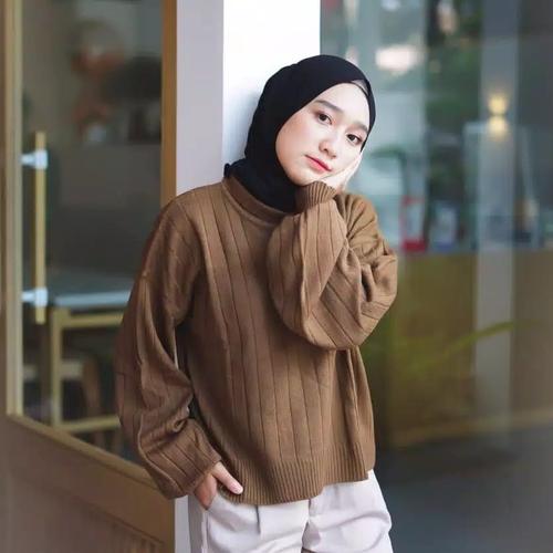 Jual VIBE TURTLE BLOUSE KNIT Bahan Knit 