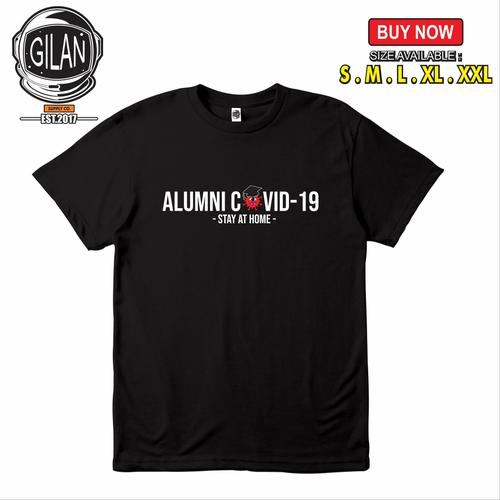 Foto Produk Kaos Baju ALUMNI COVID 19 VIRUS CORONA STAY AT HOME Kaos Distro GilaN - Hitam, S dari Gilan.cloth