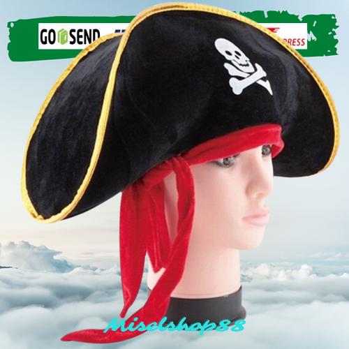 Gambar Pirate Captain Hat Skull Topi Bajak Laut halloween jack sparrow dari Susan Shop Kota Depok Tokopedia