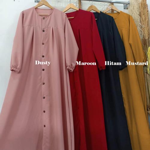 Foto Produk Baju Gamis Syari Wanita Terbaru Aleva Dress Jumbo Full Kancing Murah - Maroon dari hijabafwa