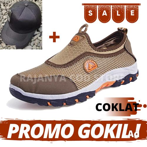 Foto Produk SEPATU SLIP ON PRIA, SEPATU HIKING CAMEL, SEPATU OLAHRAGA, SEPATU LARI - Hitam, 39 dari RAJANYA COD