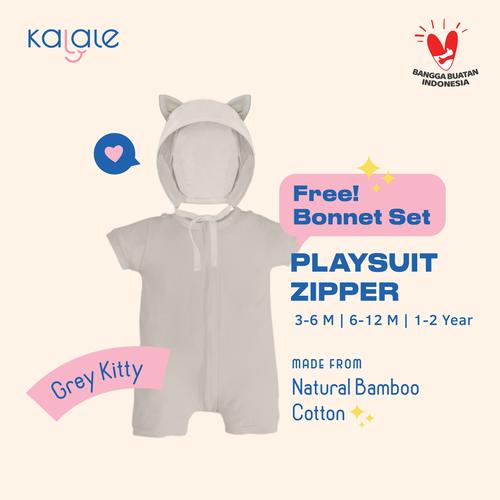 Foto Produk Playsuit Bonnet Set (Romper / Jumper Anak dan Bayi) - Kalale - Grey - 3-6 Bulan dari kalale
