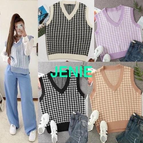 Jual Rompi Vest Knit Rajut Outer Polos Jennie )/rompi wanita