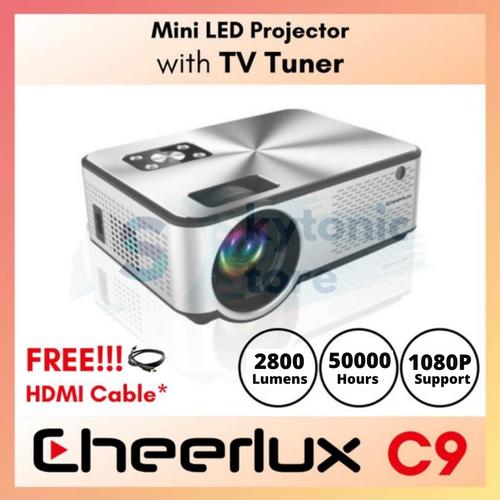 Gambar CHEERLUX MINI LED PROJECTOR C9 TV TUNER 2800 LUMEN dari skytonic store Jakarta Barat Tokopedia
