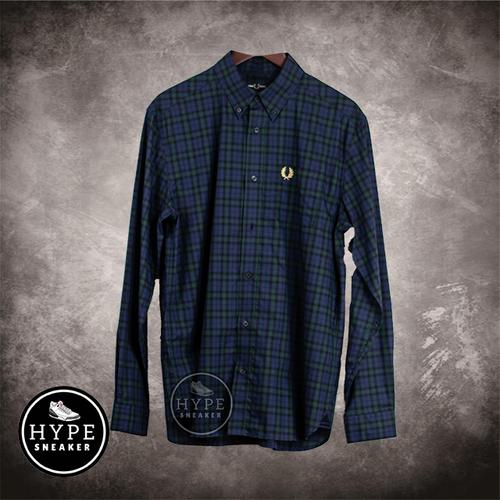 Gambar Kemeja FRED PERRY Checker Blue Long Shirt 100% ORIGINAL dari HYPESNEAKER.ID Kota Salatiga Tokopedia