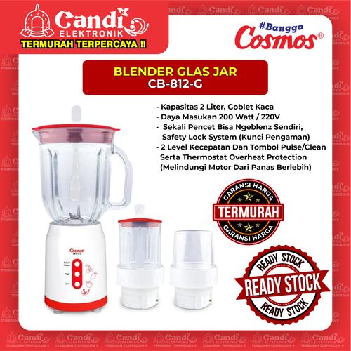 Gambar BLENDER BLENZ BERHENTI SENDIRI KACA 2 LITER COSMOS CB-812-G dari Candi Elektronik Solo Kota Surakarta Tokopedia