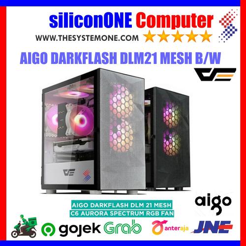 Gambar AIGO DLM21 MESH BLACK / WHITE DARKFLASH MATX - Hitam, 3PCS FAN C6 RGB dari silicon ONE Computer Kota Bandung Tokopedia