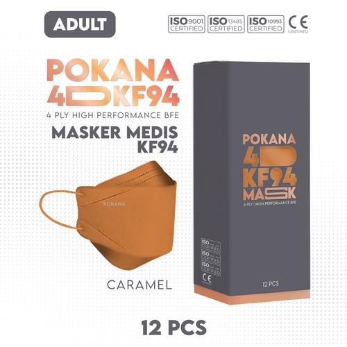 Foto Produk POKANA 4D KF94 Earloop Medical Face Mask - Box isi 12 pcs ( Color ) - Caramel Orange dari Pokana Shop