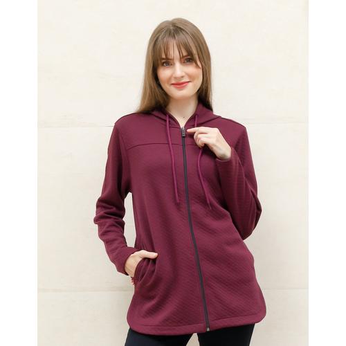 Foto Produk Jaket Wanita Diamond Haylee Maroon Purple Jaket Hoodie Wanita - M dari Top Stitch
