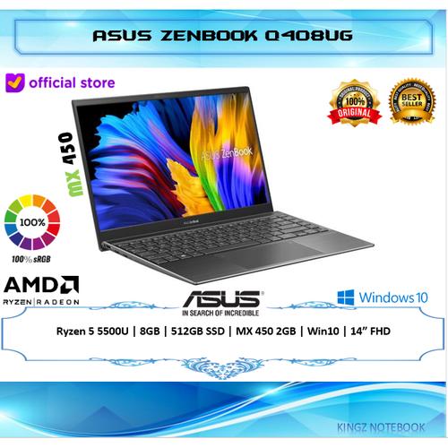Gambar Asus Zenbook Q408UG Ryzen 5-5500U 8GB 512GB MX450 2GB Win10 14 FHD - Grey dari Kingz Notebook Jakarta Pusat Tokopedia
