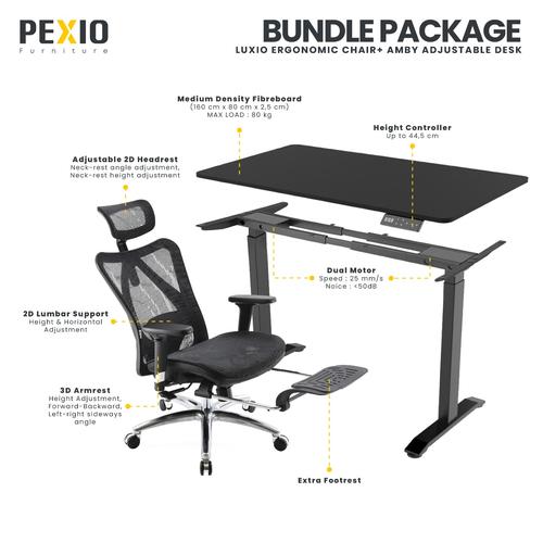 Foto Produk Bundle Package Ergonomic desk | Adjustable desk Amby + Luxio| PEXIO dari PEXIO