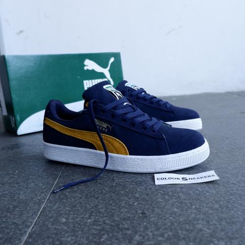 puma suede navy yellow