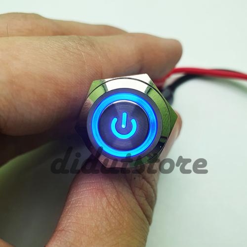 Jual Saklar Illuminated LED Switch Waterproof Push On Off Metal Logo ...