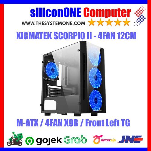 Gambar XIGMATEK SCORPIO II 4FAN X9B MATX FRONT LEFT Tempered USB3 USB2 dari silicon ONE Computer undefined Tokopedia