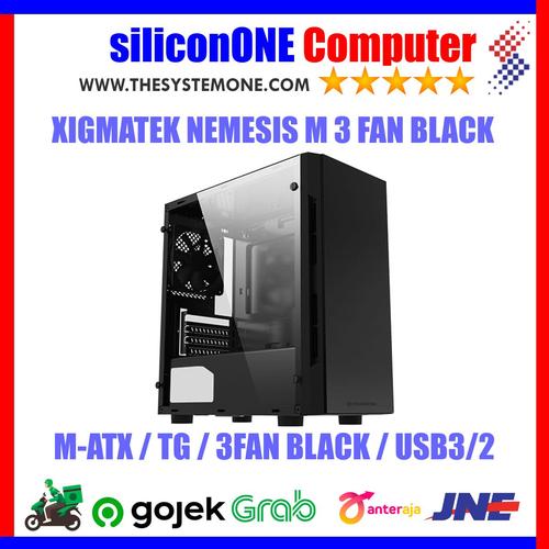Foto Produk XIGMATEK NEMESIS M 3FAN BLACK MATX FRONT LEFT Tempered USB3 USB2 dari silicon ONE Computer