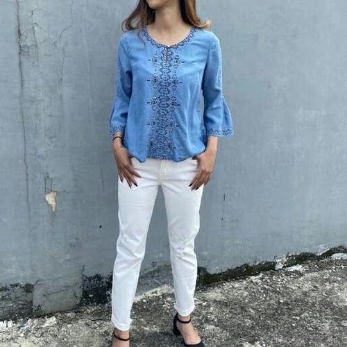 Jual Jjill - Embroidered Denim Blouse 