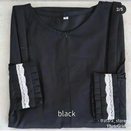 Gambar Gamis Katun Toyobo Renda / Gamis basic polos / Gamis Busui Friendly - Hitam, L dari Shafi_Collection Kab. Cirebon Tokopedia