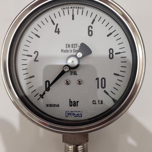 Jual Pressure gauge wika 4" inch 010 Bar full SS drat 1/2" NPT Kab