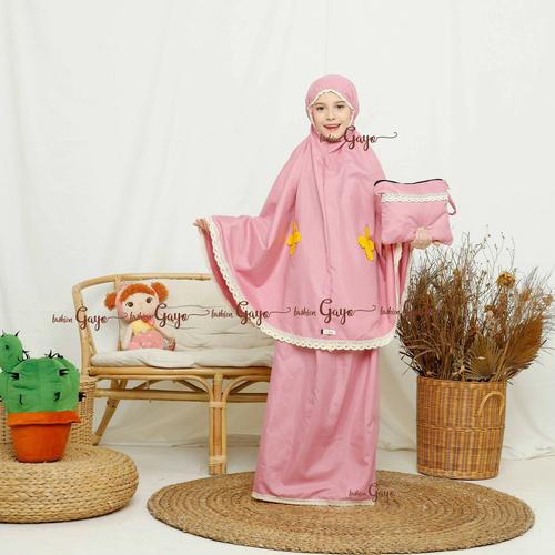 Foto Produk mukena anak tanggung bahan katun include tas cantik terbaru kekinian - pink, M dari arsyad officialshop