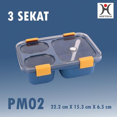 Gambar Kotak Bekal Bersekat | Lunch Box | BPA Free | Anti Bocor - 3 SEKAT BIRU dari hoptech id Kab. Tangerang Tokopedia