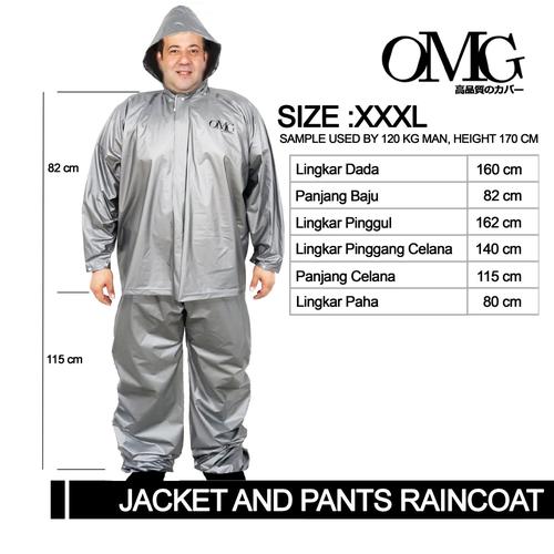 Foto Produk Jas Hujan Super Jumbo XXXL OMG Jaket Celana Tebal Bagus High Quality - Silver dari GrosirOtomotif