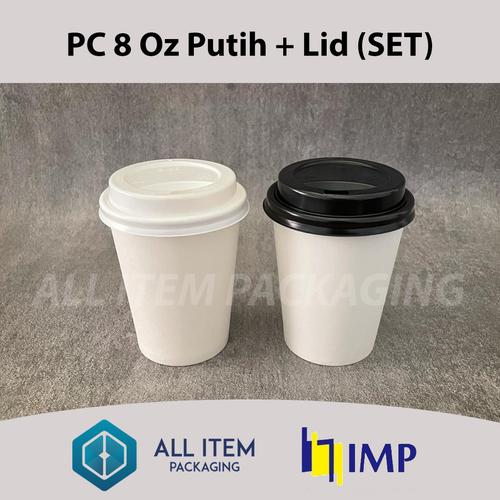 Jual Paper Cup/Papercup 8 Oz/240ml + Lid Putih,Hitam,Coklat (Tutup) @50 ...