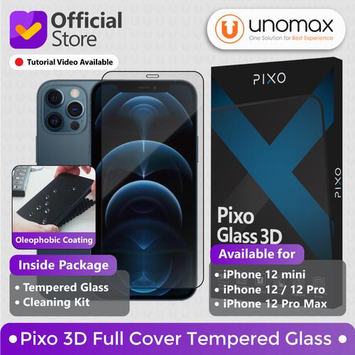 Foto Produk Tempered Glass iPhone 12 / mini / Pro / Pro Max Pixo 3D Full Cover - 12 atau 12 Pro dari unomax
