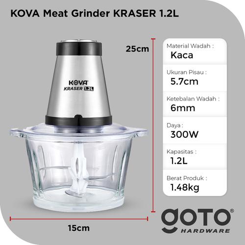 Foto Produk Kova Kraser Meat Grinder Blender Food Chopper Penggiling Daging Sayur - 1.2 L dari GOTO Hardware