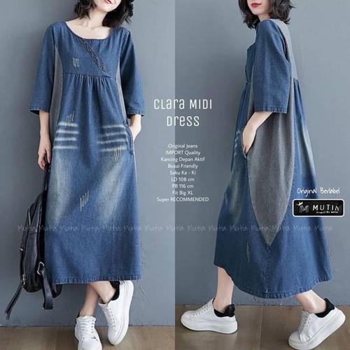 Jual Clara Midi Dress Jeans, Dress 