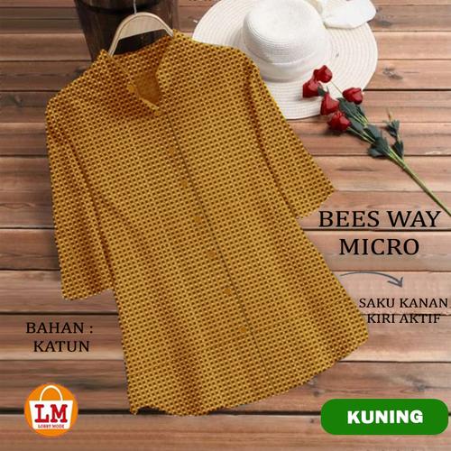 Gambar Baju Atasan Blouse Wanita TUNIK BEES WAY MICRO Kotak LMS 24344 24347 - Kuning, XXL dari LUCKMAS Jakarta Barat Tokopedia