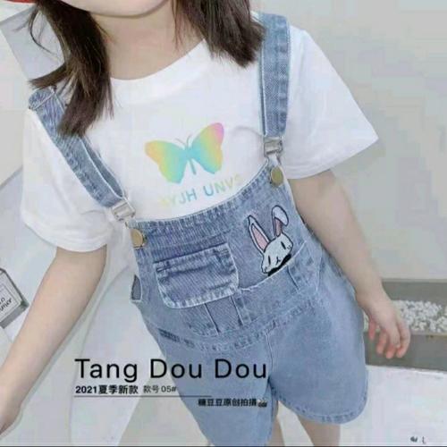 Jual Setelan Overall Jeans Anak Perempuan Kaos Lengan Pendek Motif - Hitam,  S - Jakarta Utara - toko-bastian | Tokopedia